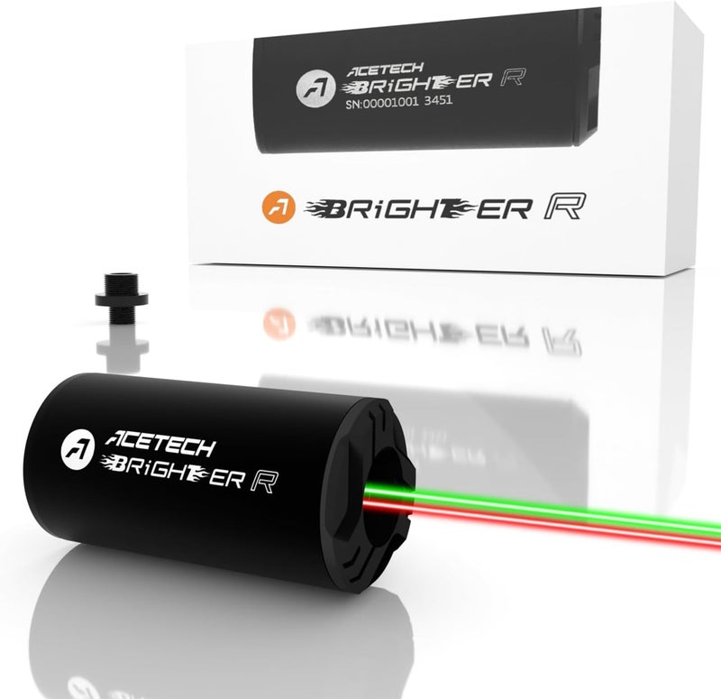ACETECH Airsoft Pistol/Rifle Tracer Unit 14mm CCW Negative Thread with M14- to M11+ Adaptor LED Lighting Effect Glow in The Dark for Green/Red BB - Image 1